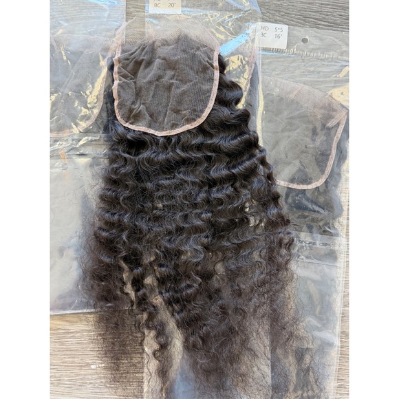 Other - 14" Burmese Curly Hair HD 5x5 Lace Closure Free Part 100% Human Hair
